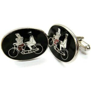 Cufflinks Tandem Bicycle Man Woman Tux Shirt Dress Suit Vintage